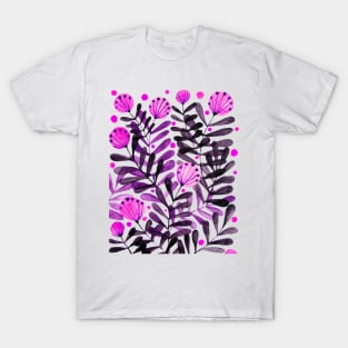 Flowers and foliage - purple and pink T-Shirt